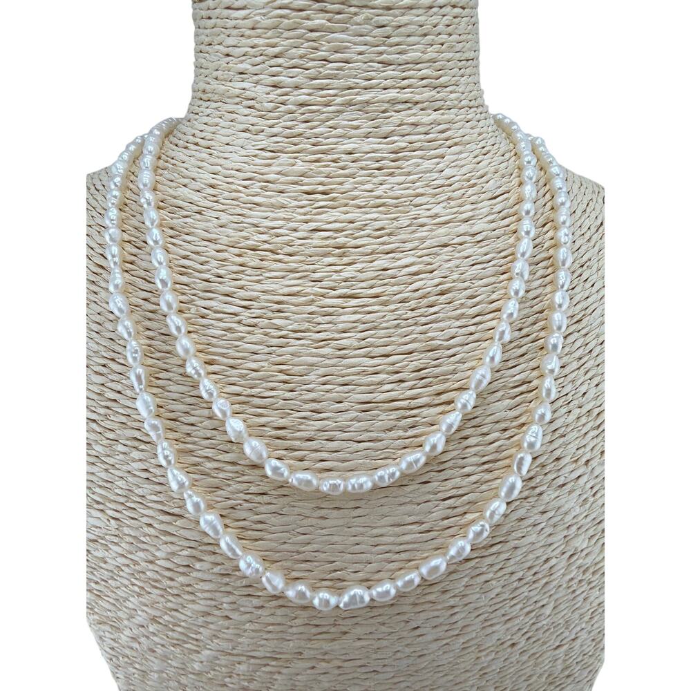 Vintage Continuous Strand Irregular Freshwater Rice Pearl Necklace